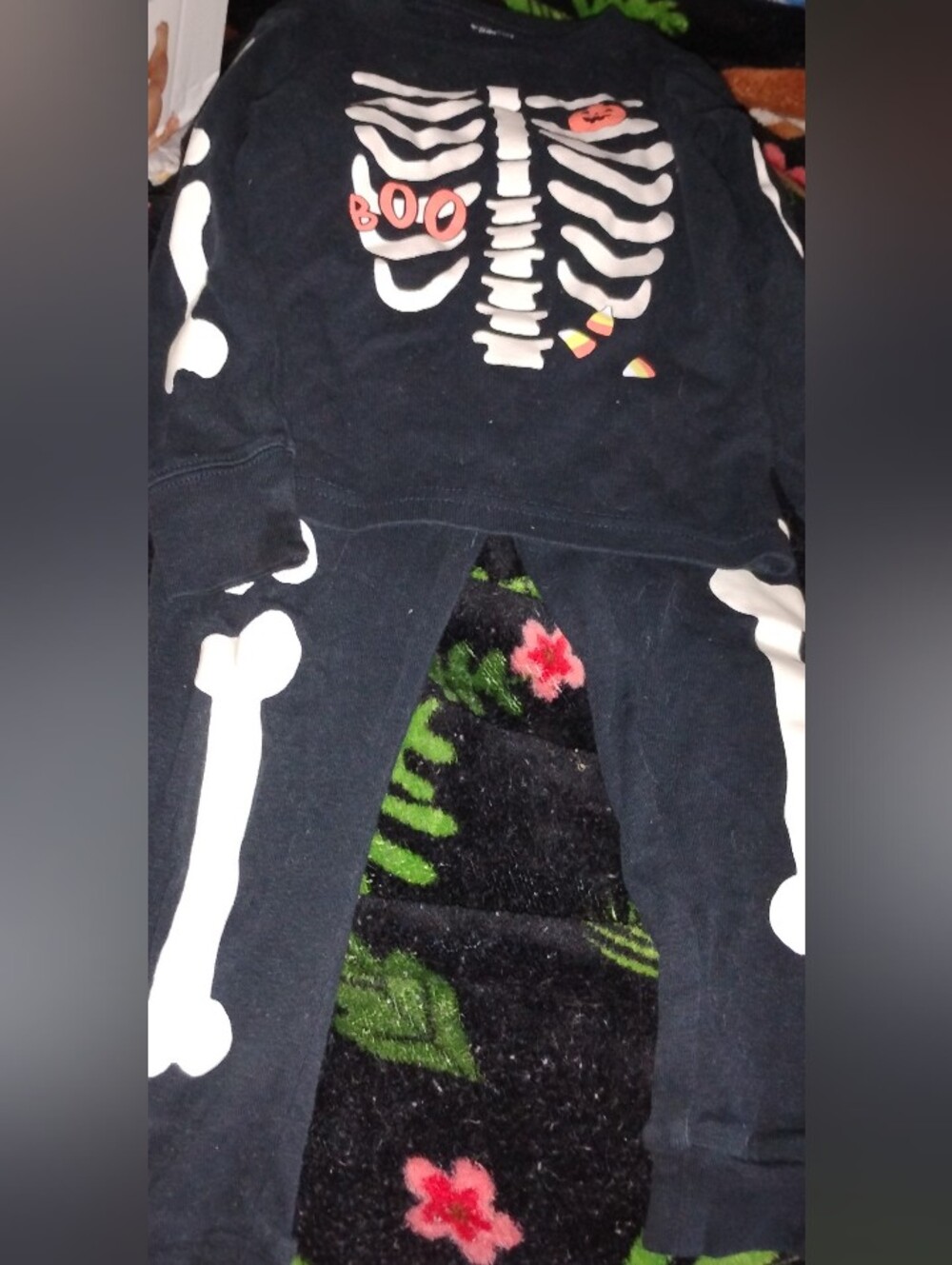 Toddler Halloween Black Skeleton Two-Piece Pajama Set